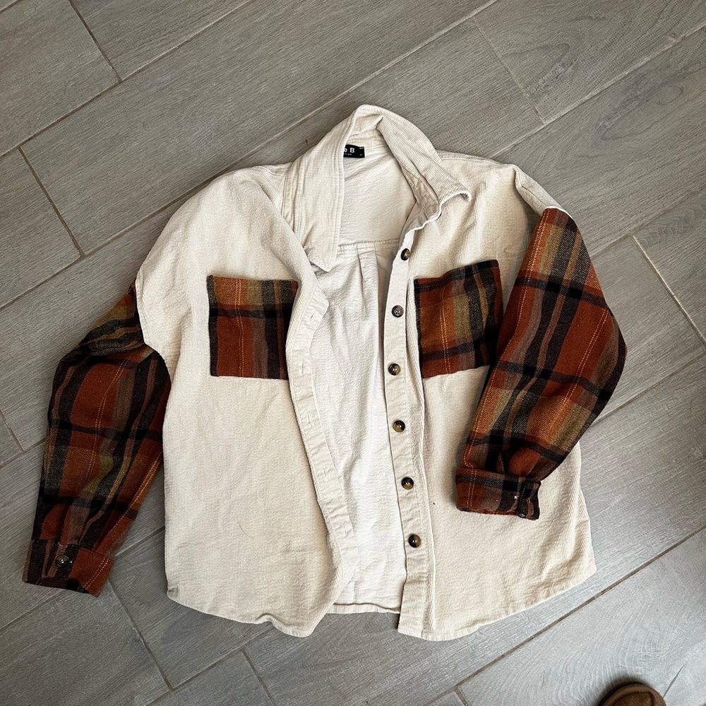 Plaid and Cream Shacket